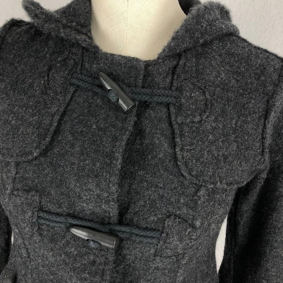 FYLO by Nylon Women's Size Small** Grey Boiled Wool Long Sleeve Duffle Coat - Picture 5 of 8